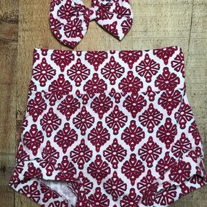 6/9 months bummies with matching hair bow